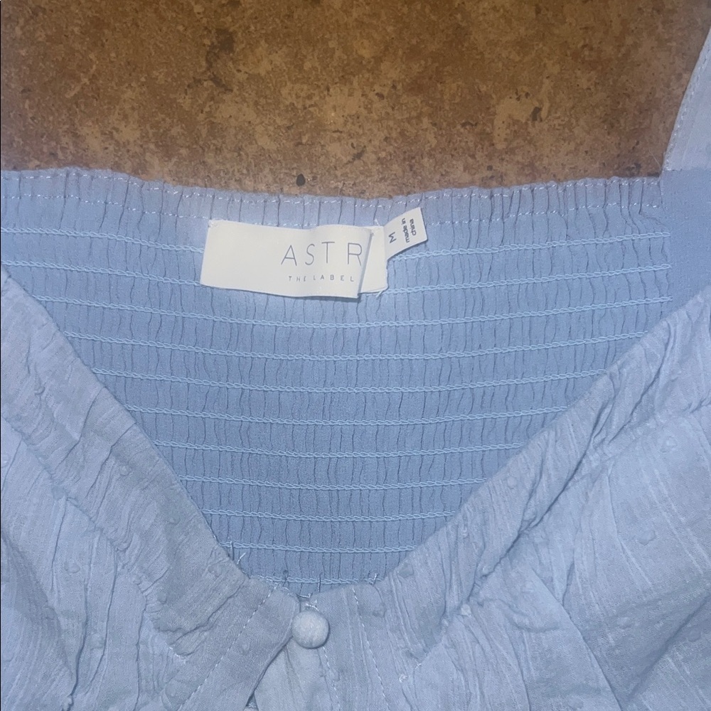Astr Light Blue Puff Sleeve Blouse - Picture 3 of 5